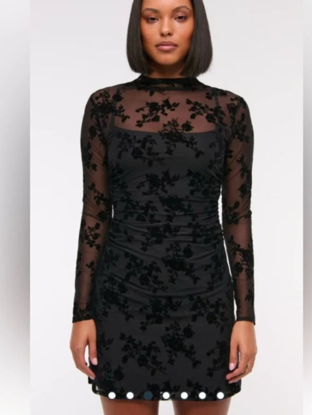 NWT Abercrombie & Fitch Paloma Mesh Mini Dress XS Tall Black Sheer Whimsygoth